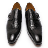 Genuine Leather Buckle Monk Strap Pointed Toe Wedding Shoes