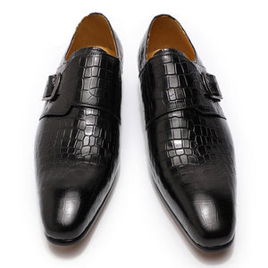 Genuine Leather Buckle Monk Strap Pointed Toe Wedding Shoes