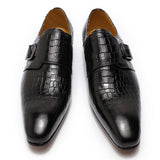 Genuine Leather Buckle Monk Strap Pointed Toe Wedding Shoes