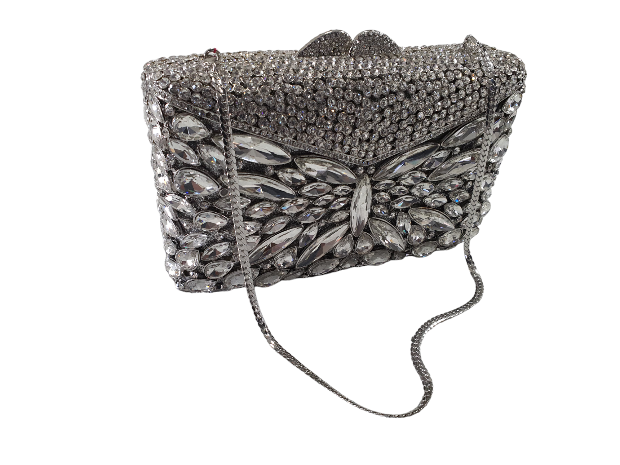 SHIMMER SPECTACLE ENVELOPE CLUTCH- SILVER