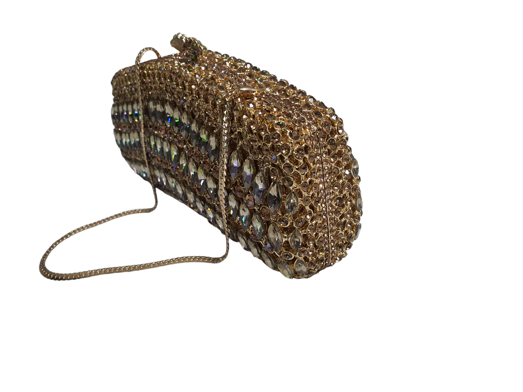 ORNATE OPAL DUFFLE CLUTCH-GOLD