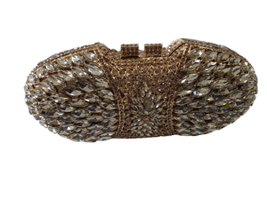 Azure Allure Crystal Clutch - Gold