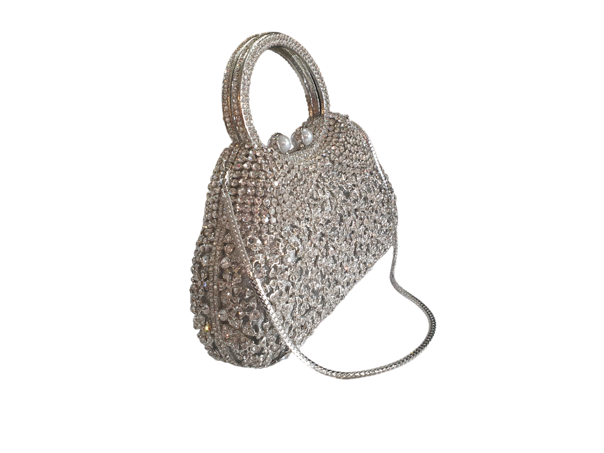 SPARKLE SOIREE HANDHELD POUCH CLUTCH-SILVER