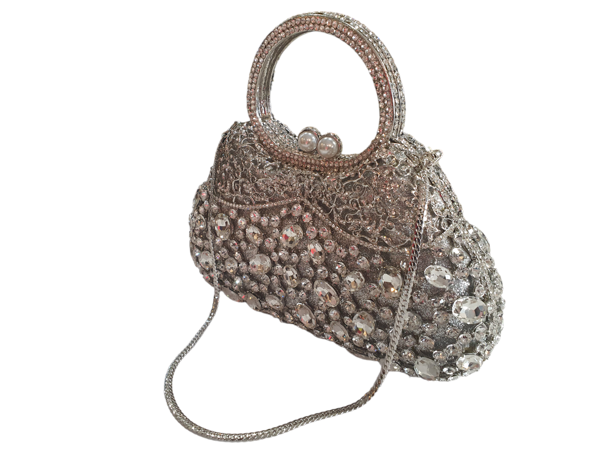 Sparkle Soiree Handheld Pouch Clutch - Silver Stone