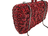 CHIC CRYSTAL FLORAL PURSE-RED