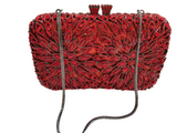 CHIC CRYSTAL FLORAL PURSE-RED