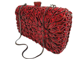 CHIC CRYSTAL FLORAL PURSE-RED