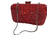 CHIC CRYSTAL FLORAL PURSE-RED