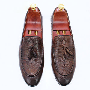 Crocodile Prints Slip on Tassels Loafers Casual Men Shoes