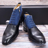 Luxury Suede patchwork Leather Basic Boots