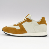REAL PREMIUM LEATHER FASHION SNEAKERS ( SUEDE TOBACCO PLUS BEIGE)- MADE IN ITALY