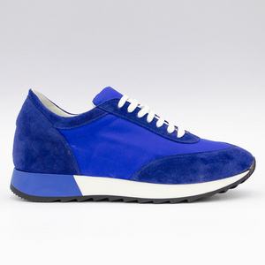 REAL PREMIUM LEATHER FASHION SNEAKERS (SUEDE BLUE PLUS NYLON)- MADE IN ITALY