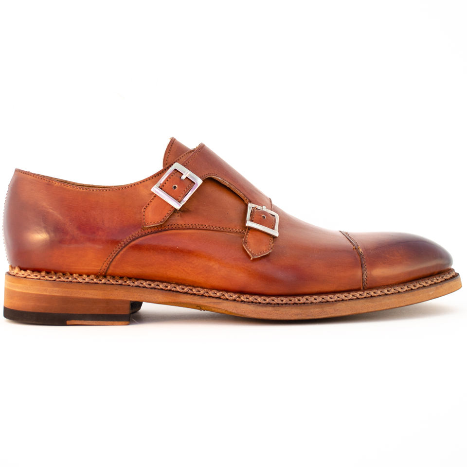 0898 Double Monk Artisanal Leather Dress Shoes. Handmade. Handcrafted In Italy