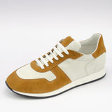 REAL PREMIUM LEATHER FASHION SNEAKERS ( SUEDE TOBACCO PLUS BEIGE)- MADE IN ITALY