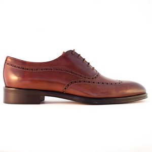 0880 Laced Oxford Artisanal Leather Dress Shoes. Handmade. Handcrafted In Italy