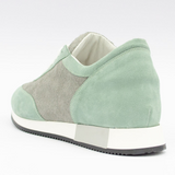 REAL PREMIUM LEATHER-FASHION SNEAKERS (SUEDE GREEN PLUS NYLON)- MADE IN ITALY.