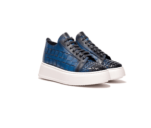 Wonderful quality Italian fashion walking styles shoes blue brown black leather casual sneakers for man