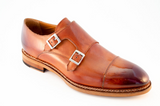 0878 Double Monk Artisanal Leather Dress Shoes. Handmade. Handcrafted In Italy