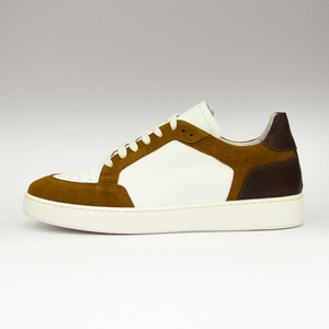 SUEDE TOBACCO FASHION SNEAKERS - MADE IN ITALY WITH GENUINE LEATHER