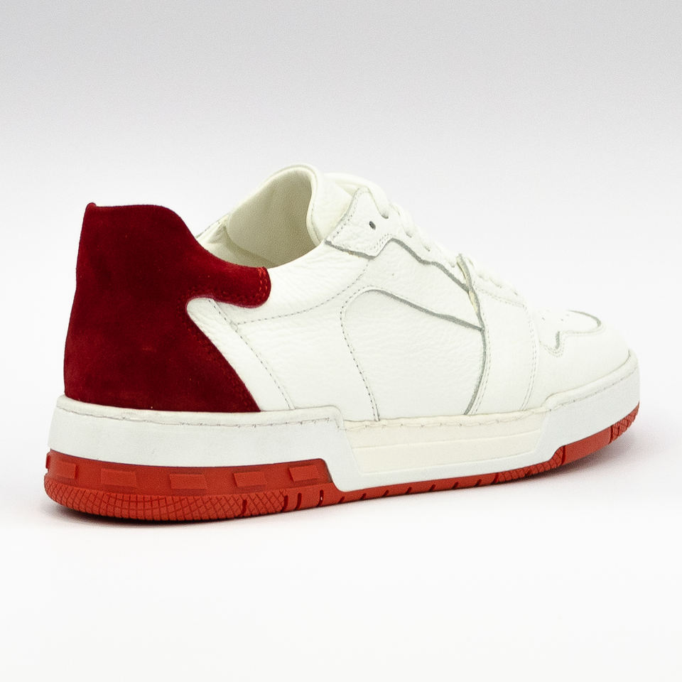 TUMBLED LEATHER WHITE FASHION SNEAKERS MADE IN ITALY.