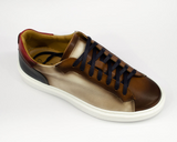 REAL PREMIUM LEATHER CRUST LEGNO + BIANCO ITALIAN FASHION SNEAKERS- MADE IN ITALY