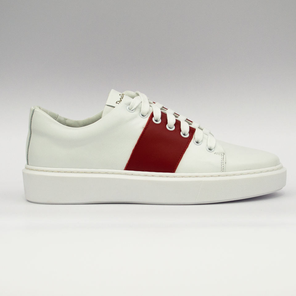 LEATHER WHITE FASHION SNEAKERS -MADE IN ITALY WITH GENUINE LEATHER