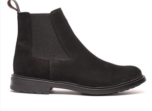 High Italian quality elegant walking style shoes suede genuine leather black boots for men