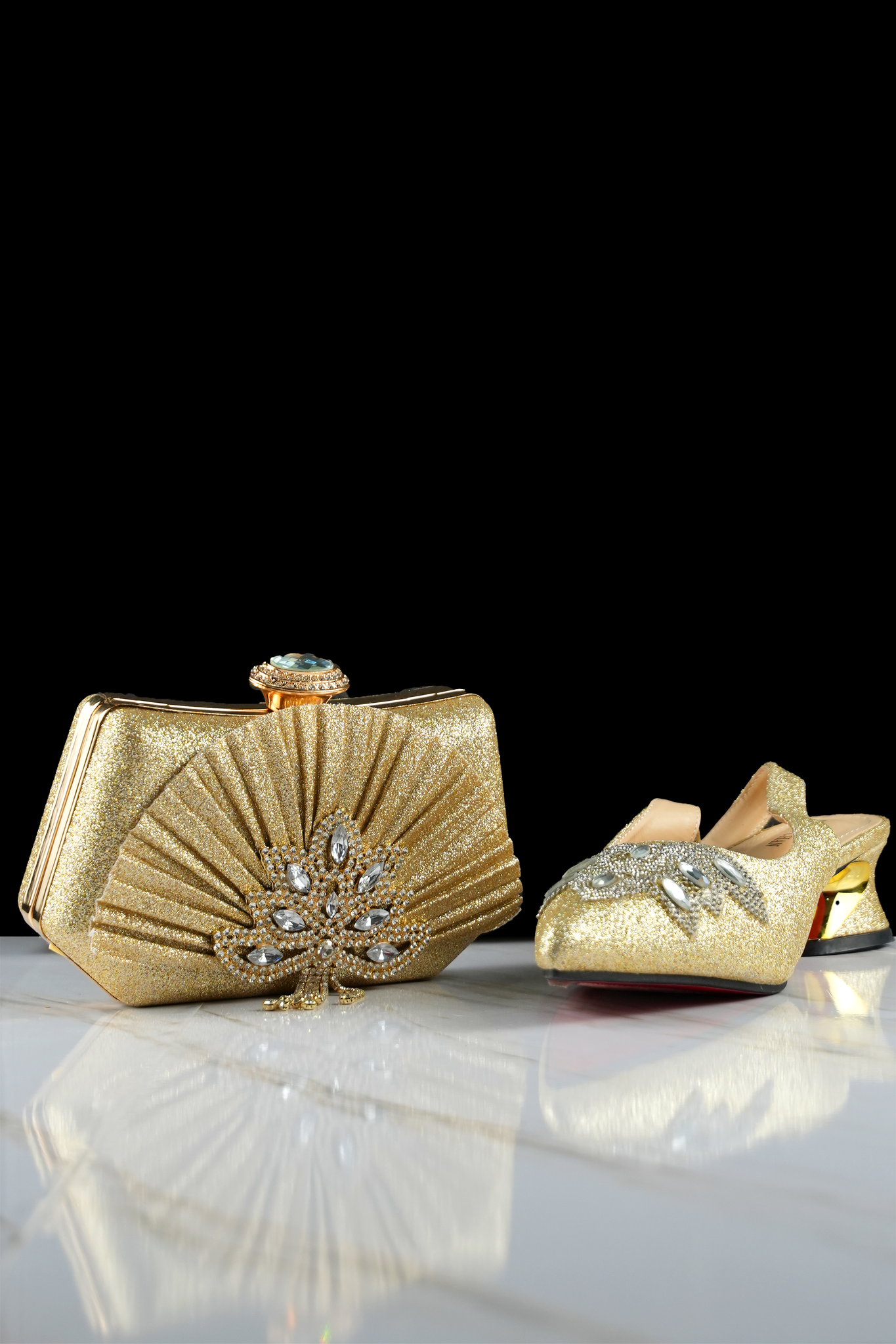 Valentino Sandals Italian Bag Set - Gold
