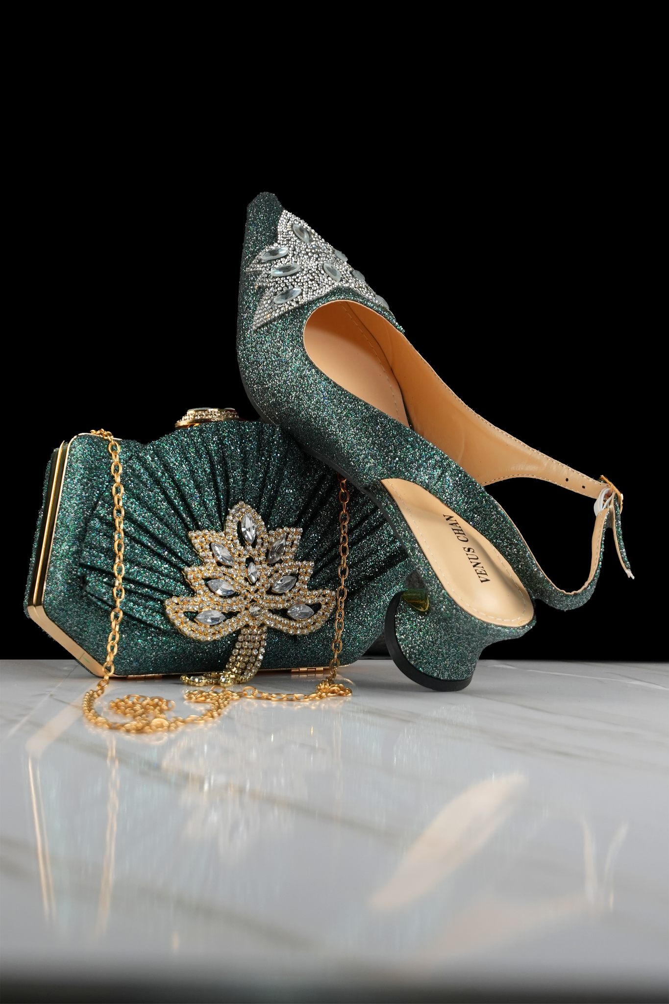 Valentino Sandals Italian Bag Set - Green