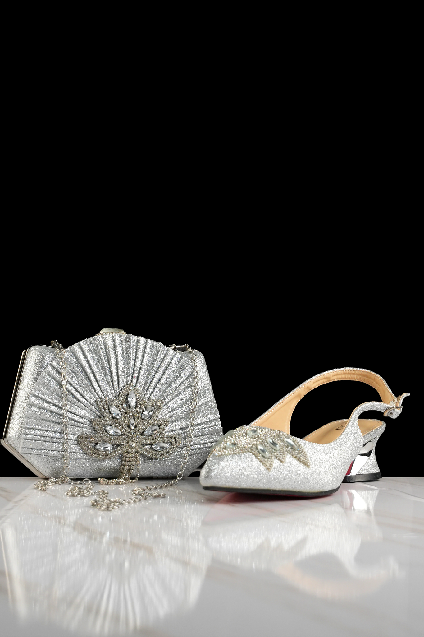 Valentino Sandals Italian Bag Set - Silver