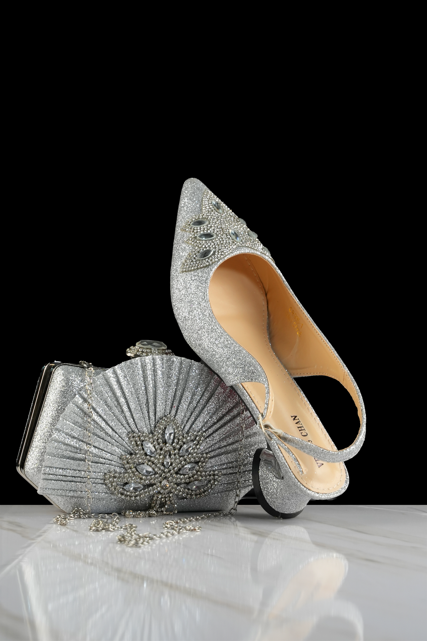 Valentino Sandals Italian Bag Set - Silver