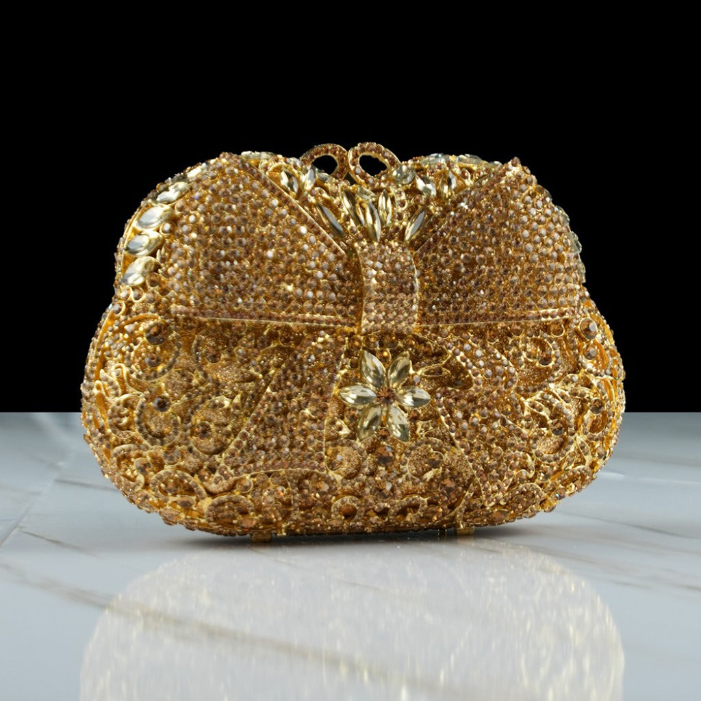 Posh Party Gold Bow Clutch