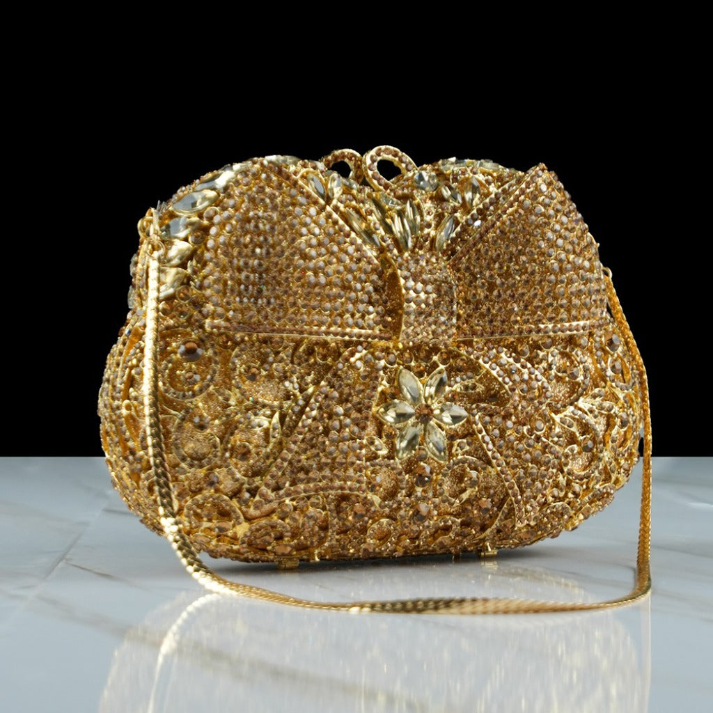 Posh Party Gold Bow Clutch