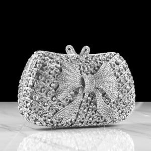 POSH PARTY BOW SILVER CLUTCH