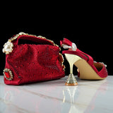 Elegant Exquisite High Heel and Clutch Bag set - Wine