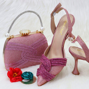 Fuchsia Three-Dimensional Bag High Heels Shoes