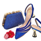 Rhinestone luxury Italian High Heels Shoe and Bag