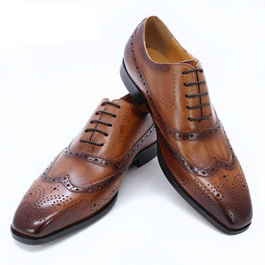 Genuine Leather Wingtip Oxfords Office Business Formal Shoes