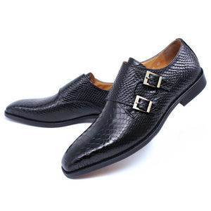 Print Monk Strap Slip on Buckle Man Causal Shoes