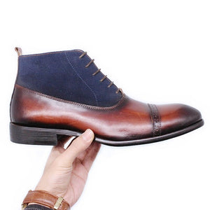 Luxury Suede patchwork Leather Basic Boots