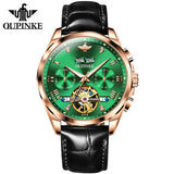 OUPINKE Genuine Leather Strap Blue Watch