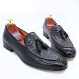 Crocodile Prints Slip on Tassels Loafers Casual Men Shoes