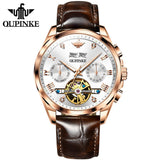 OUPINKE Genuine Leather Strap Blue Watch