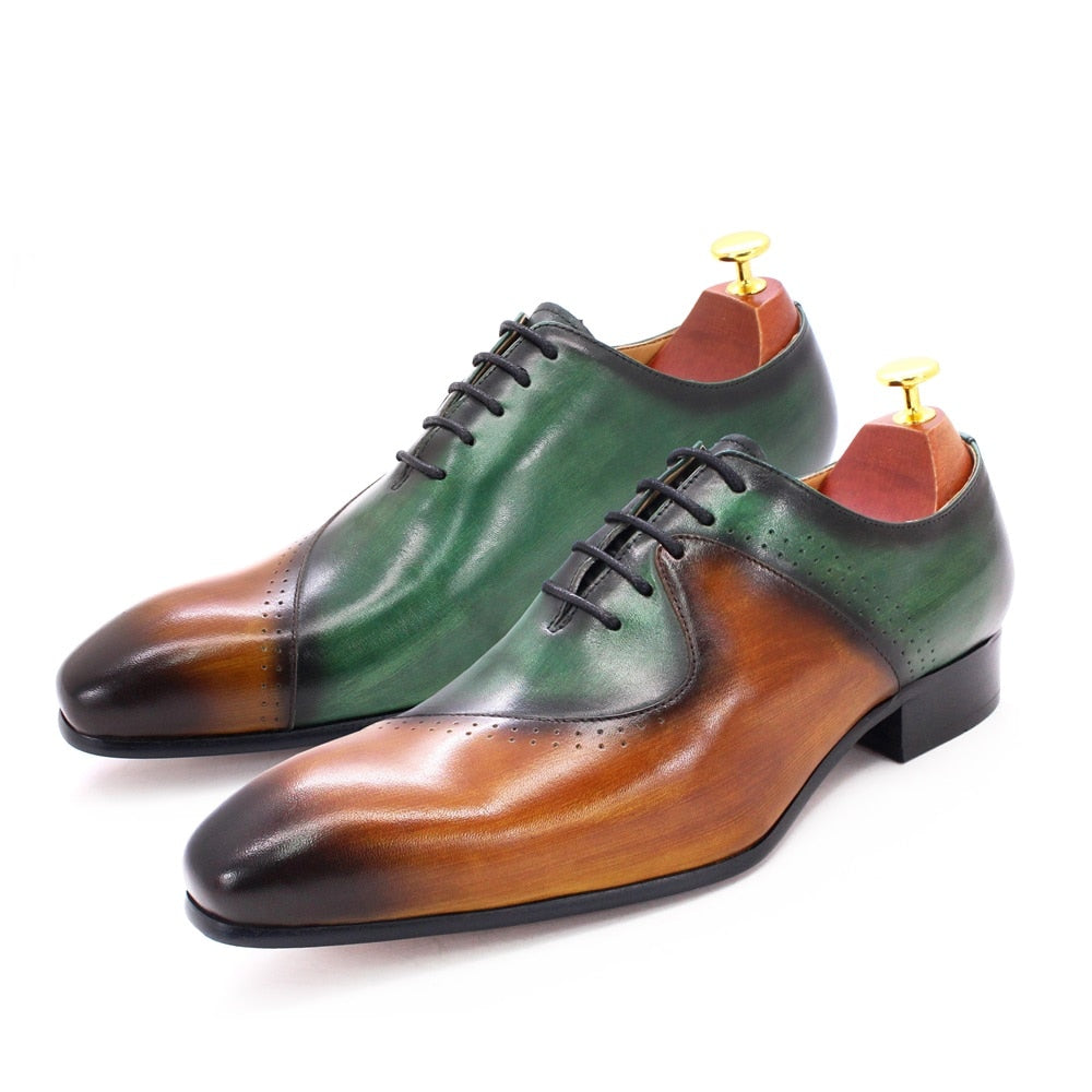 Brown Green Wedding Office Formal Oxford Shoes