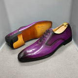Prints Lace Up Black Purple Wedding Office Men Dress Leather Shoes