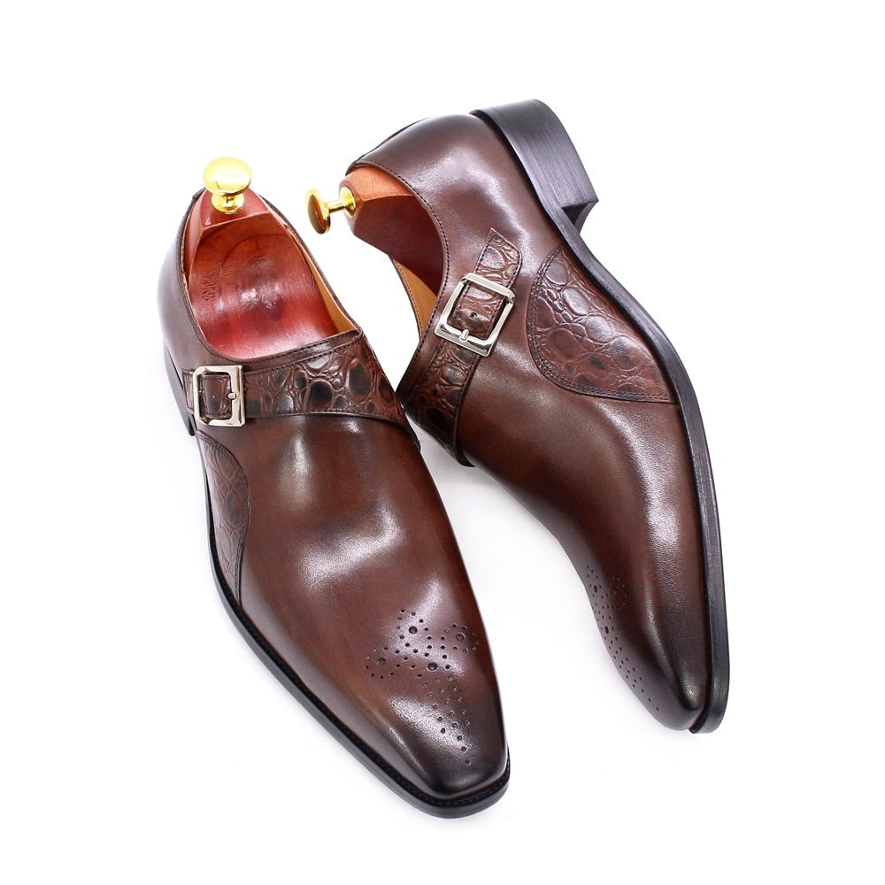Genuine Leather Strap Dress Shoes For Men