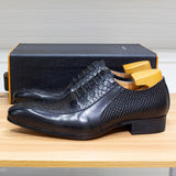 Classic Lace Up Men's Oxfords Genuine Leather Snake Pattern Office Wedding Formal Shoes