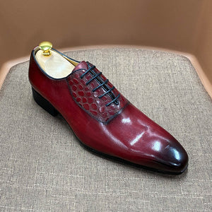 Oxford Genuine Cow Leather Pointed Toe Lace Up Men Shoes