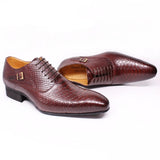 Snake Skin Print Men's Leather Shoes