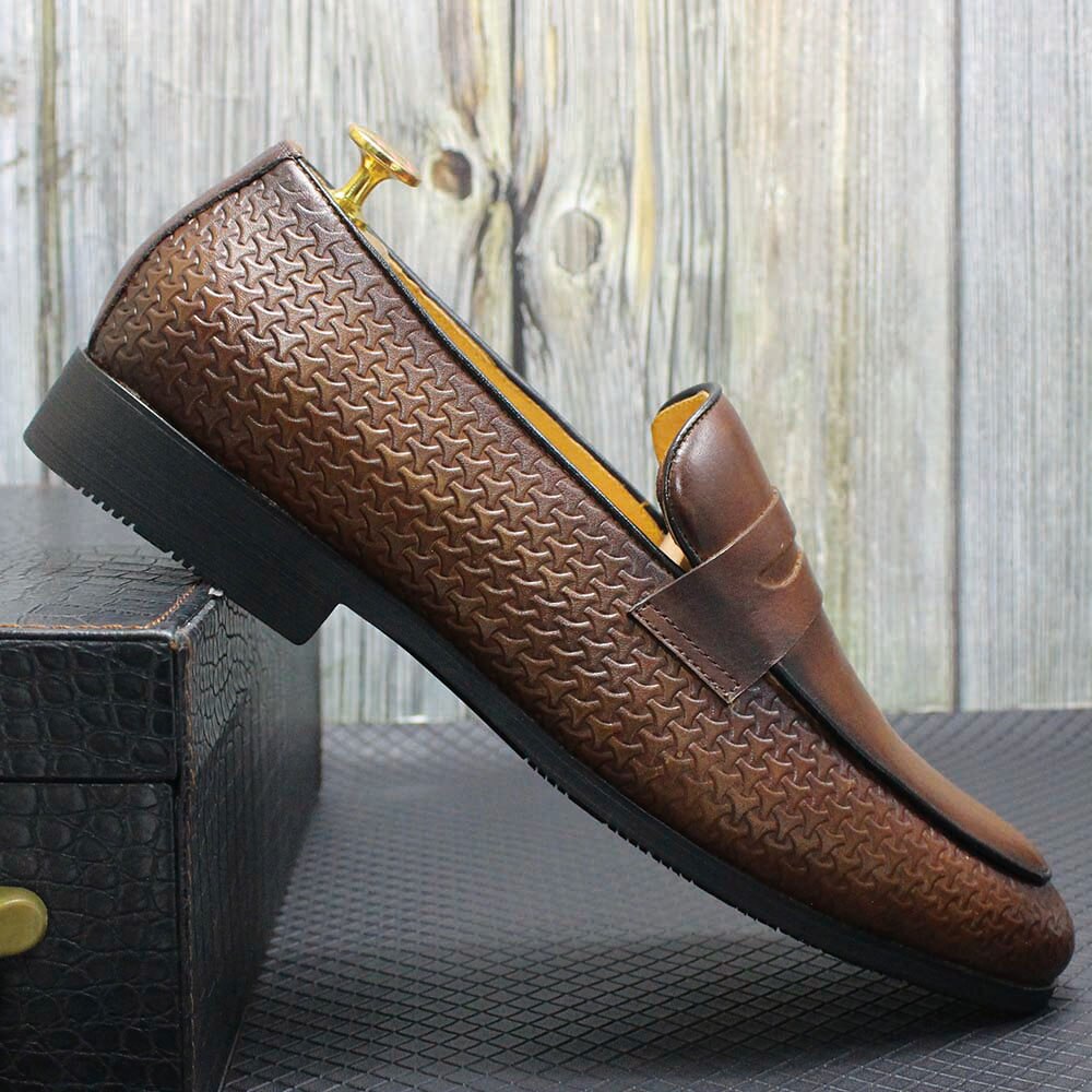 Men's Penny Loafer Genuine Cow Leather Slip on Business Office Dress Shoes